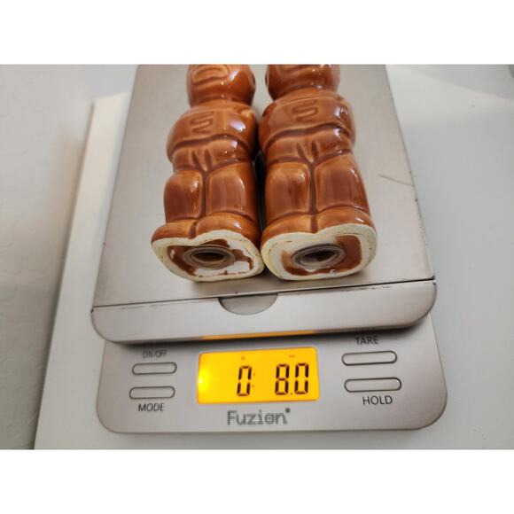 Vintage TRADER VIC Tiki Salt and Pepper Shakers Brown 4.5" Tall - Picture 8 of 8